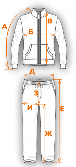 Схема измерений спортивных костюмов для женщин, девушек и девочек подростков