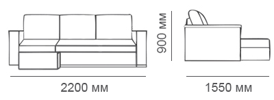 габаритные размеры углового дивана Карелия-Э 1я2д