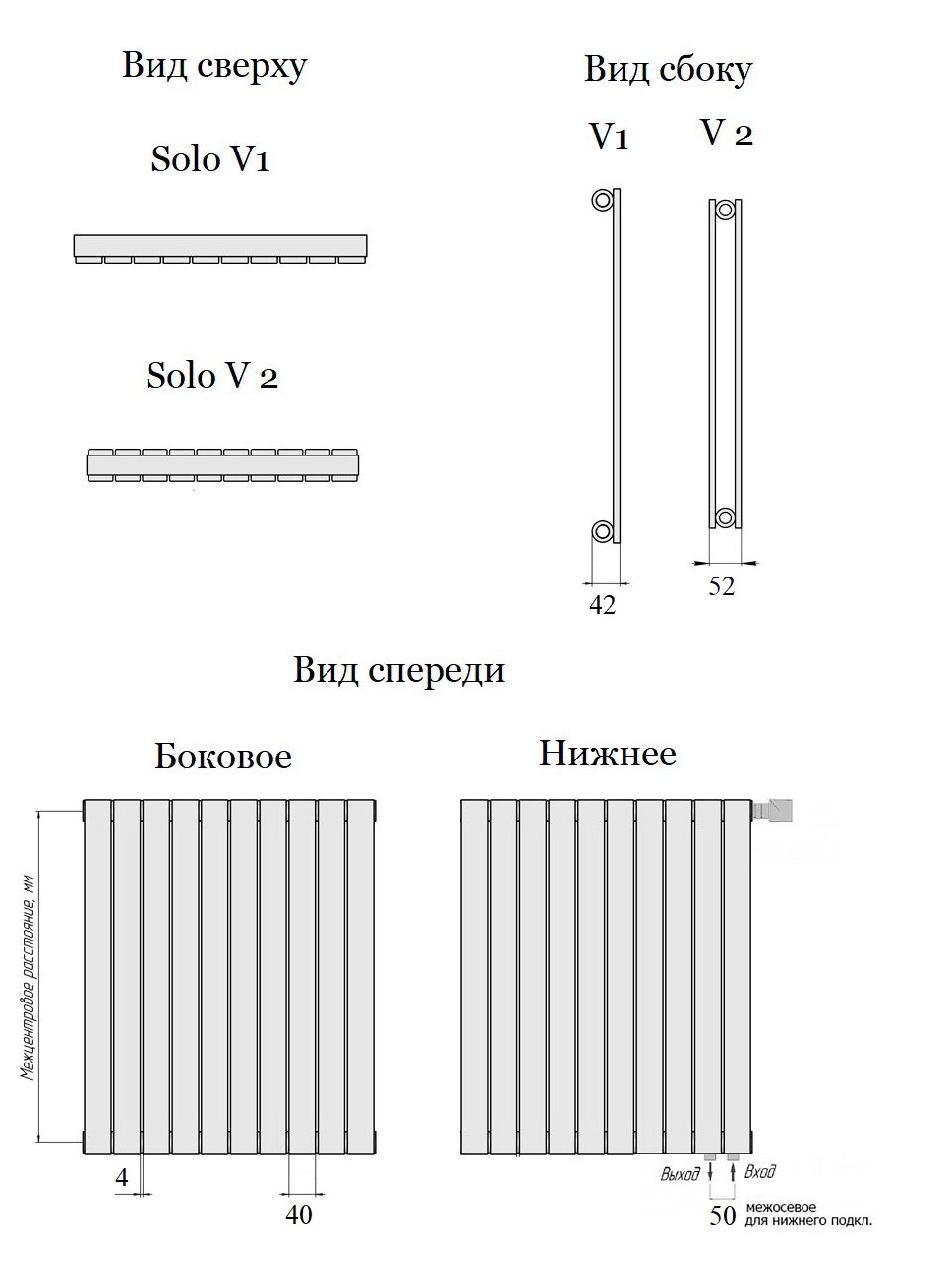 Радиатор вертикальный соло