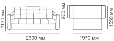 габаритные размеры 3-местного дивана Макс-П8