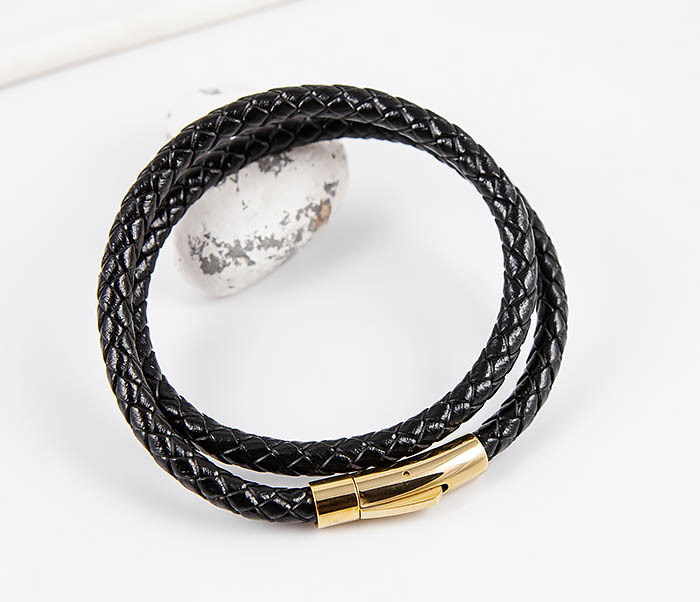 Monzo, Двойной плетеный браслет из кожаного шнура monzo мужской браслет из кожаных шнуров с застежкой крюком 20 см