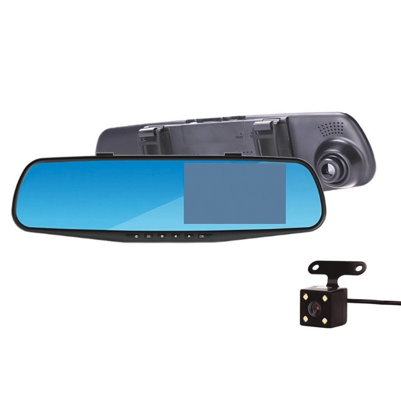 Видеорегистратор PN10 c 2-мя камерами с экраном 43 с зеркалом заднего вида Черный