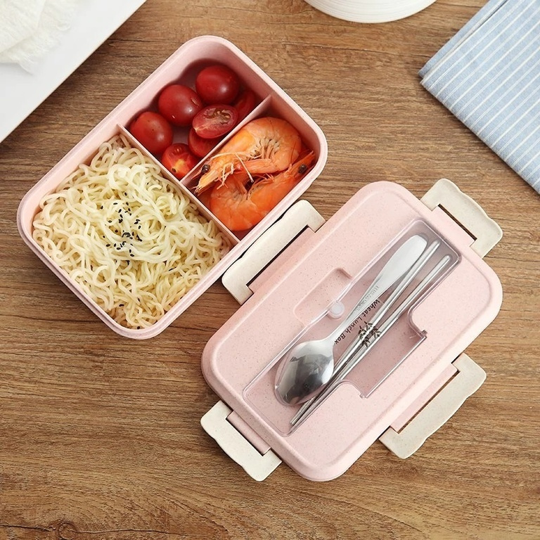 

Ланч-бокс с тремя отделениями и приборами Lunch Box Розовый