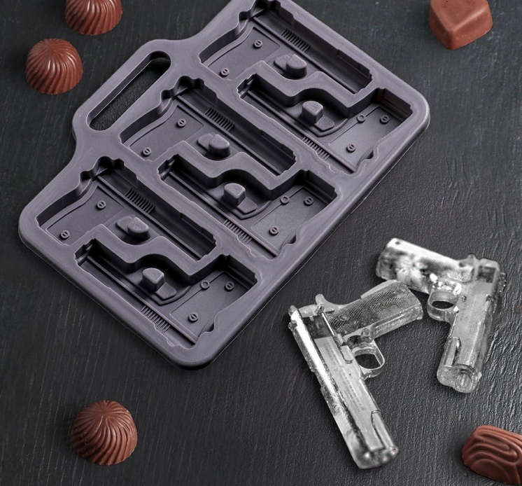 

Форма для льда и шоколада Пистолет, 18,7*13,4 см, 6 ячеек (7,5*5,1 см)