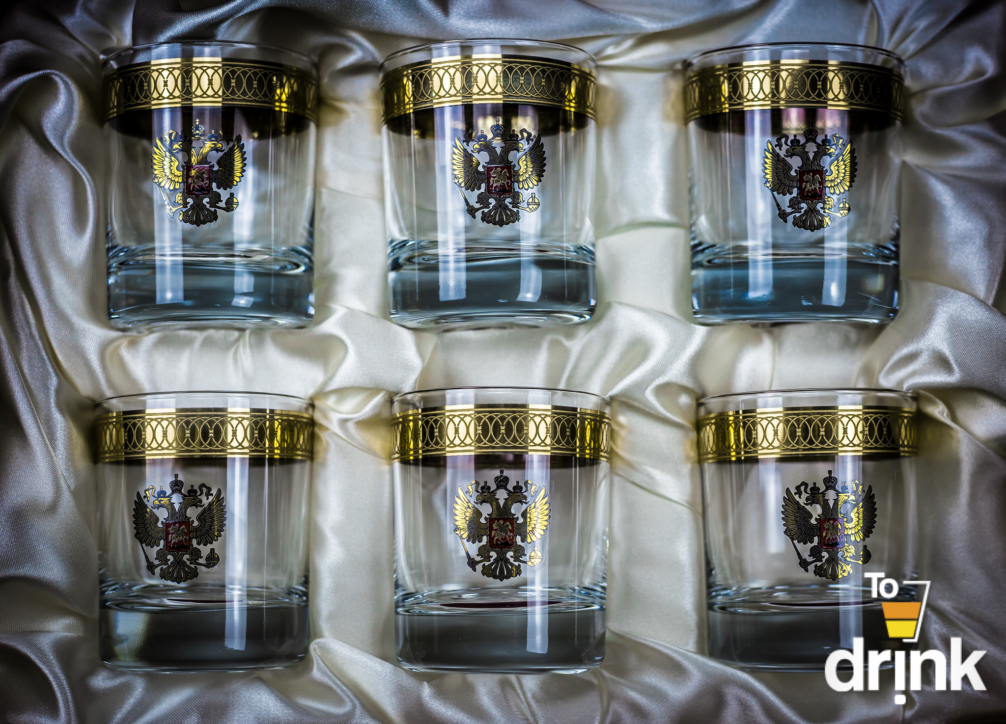 Подарочный набор из 6 хрустальных стаканов для виски «Министерский», 290 мл