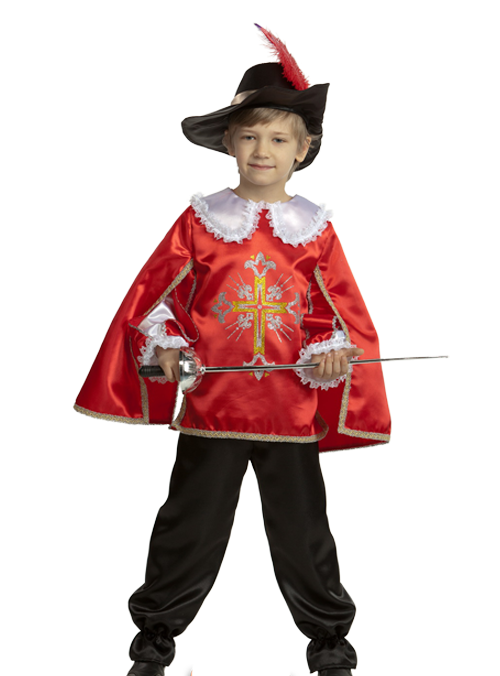 фото Батик карнавальный костюм мушкетер красный атласный