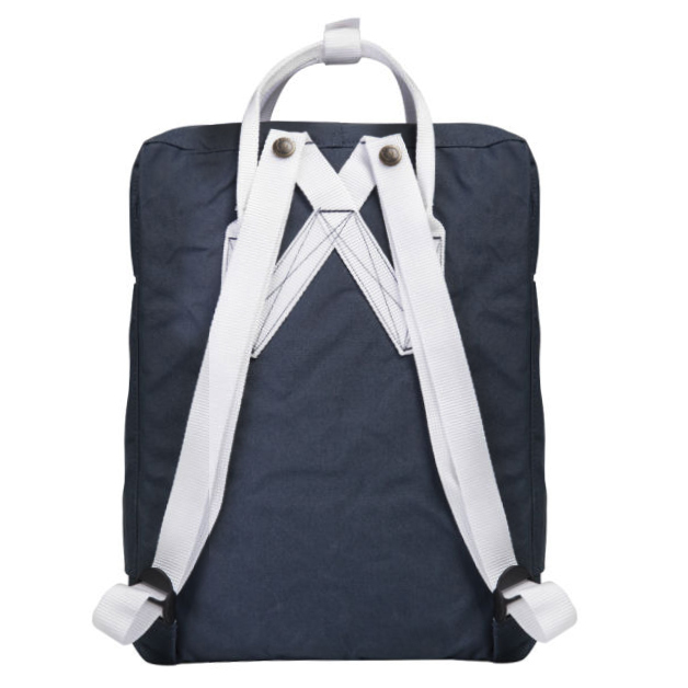 navy blue and white kanken