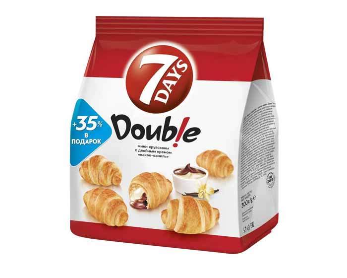 

Мини круассаны «7DAYS» Double! с двойным кремом Какао-Ваниль, 300 г
