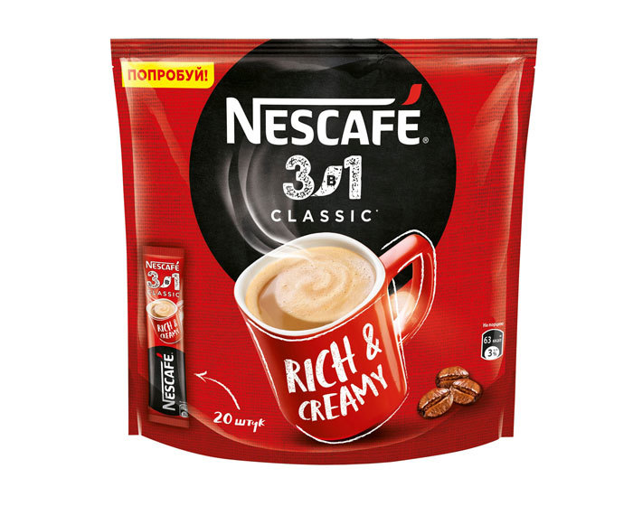 

Кофе растворимый Nescafe Classic 3 в 1, 20 стиков (Нескафе)