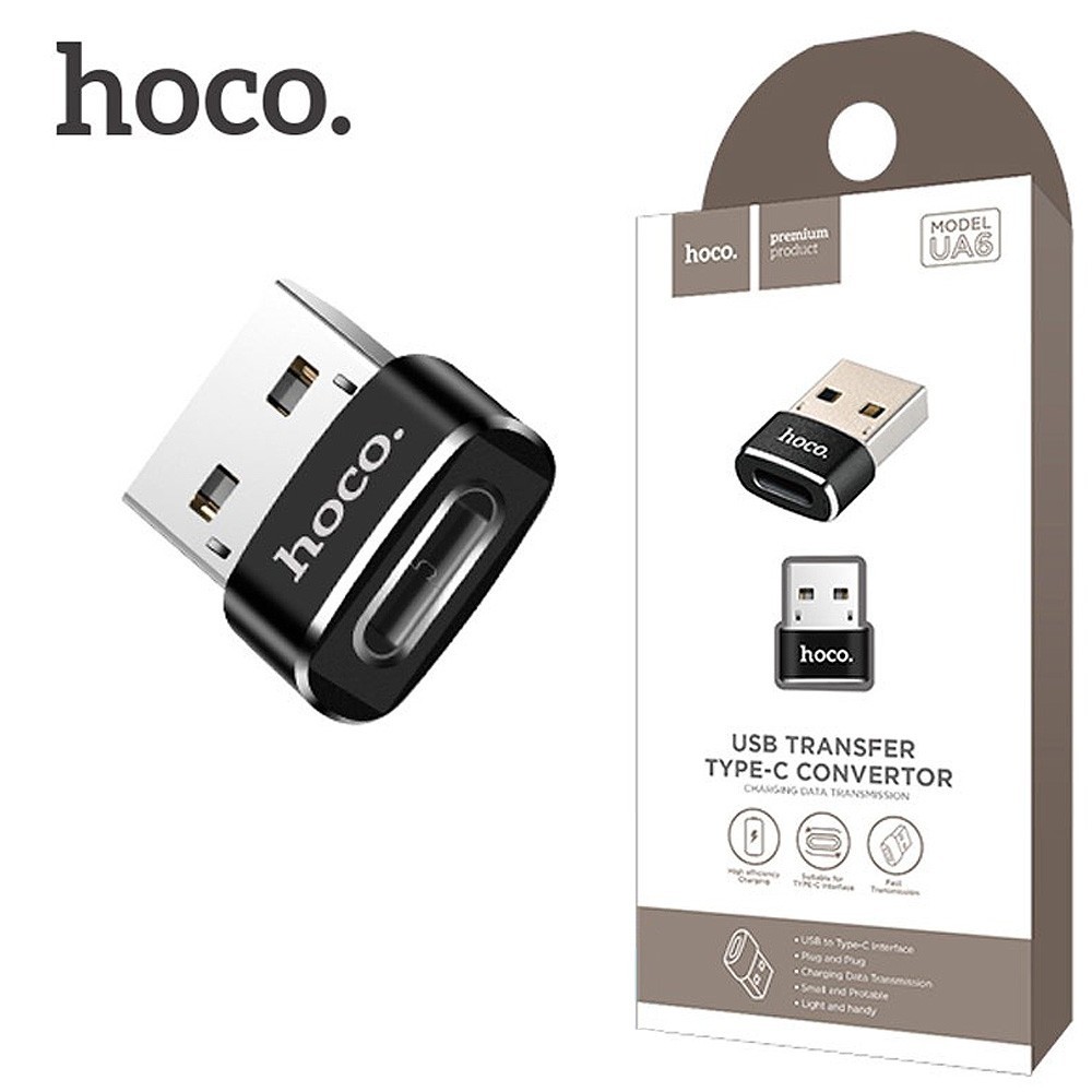 Переходник OTG Type-C на USB 5A HOCO UA6 (Черный)