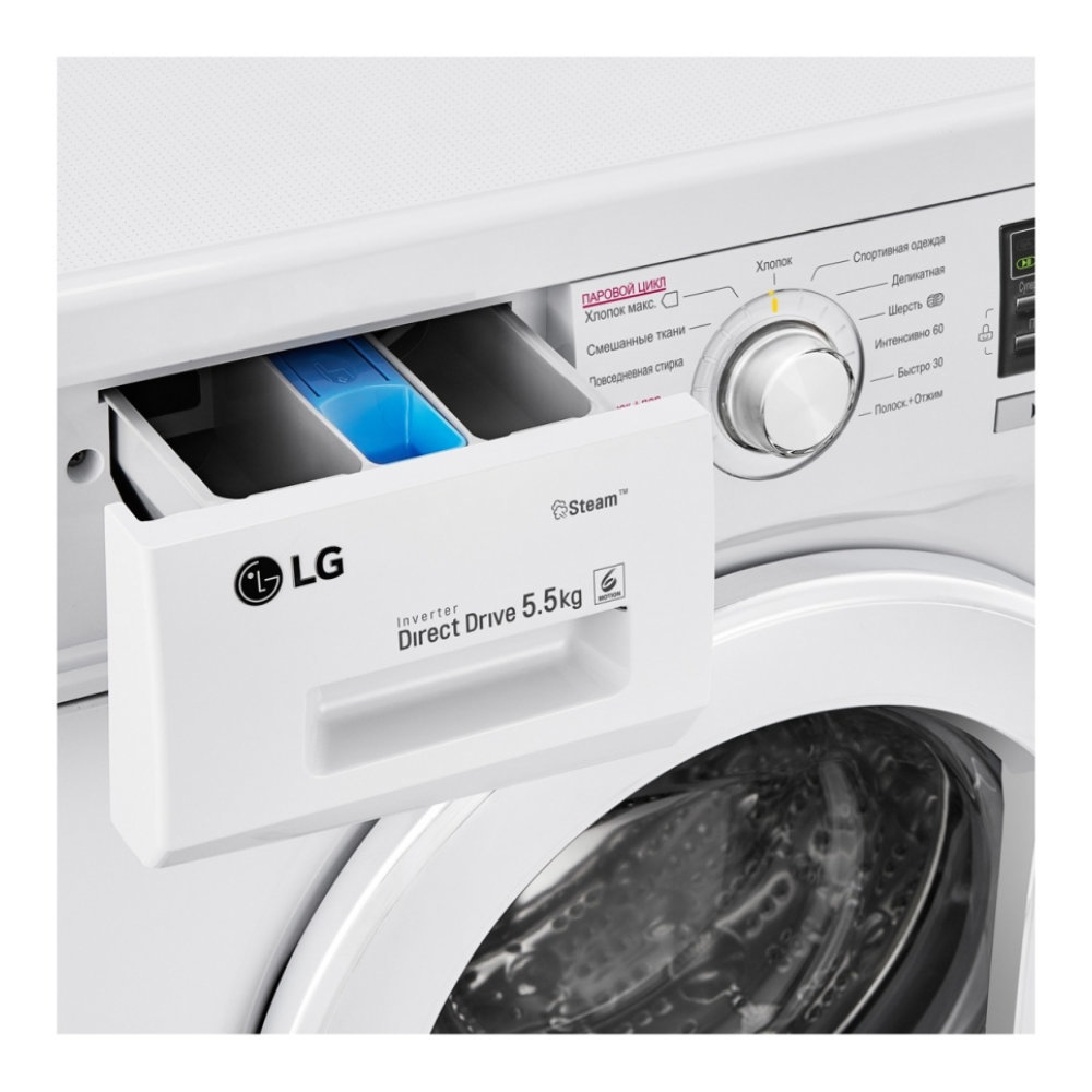 Узкая стиральная машина LG с функцией пара Steam F1096MDS0
