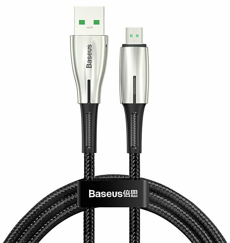 Кабель USB/Micro-USB 4A Baseus Waterdrop (CAMRD-C01) с быстрой зарядкой 20W 200 см (Черный с золотым)