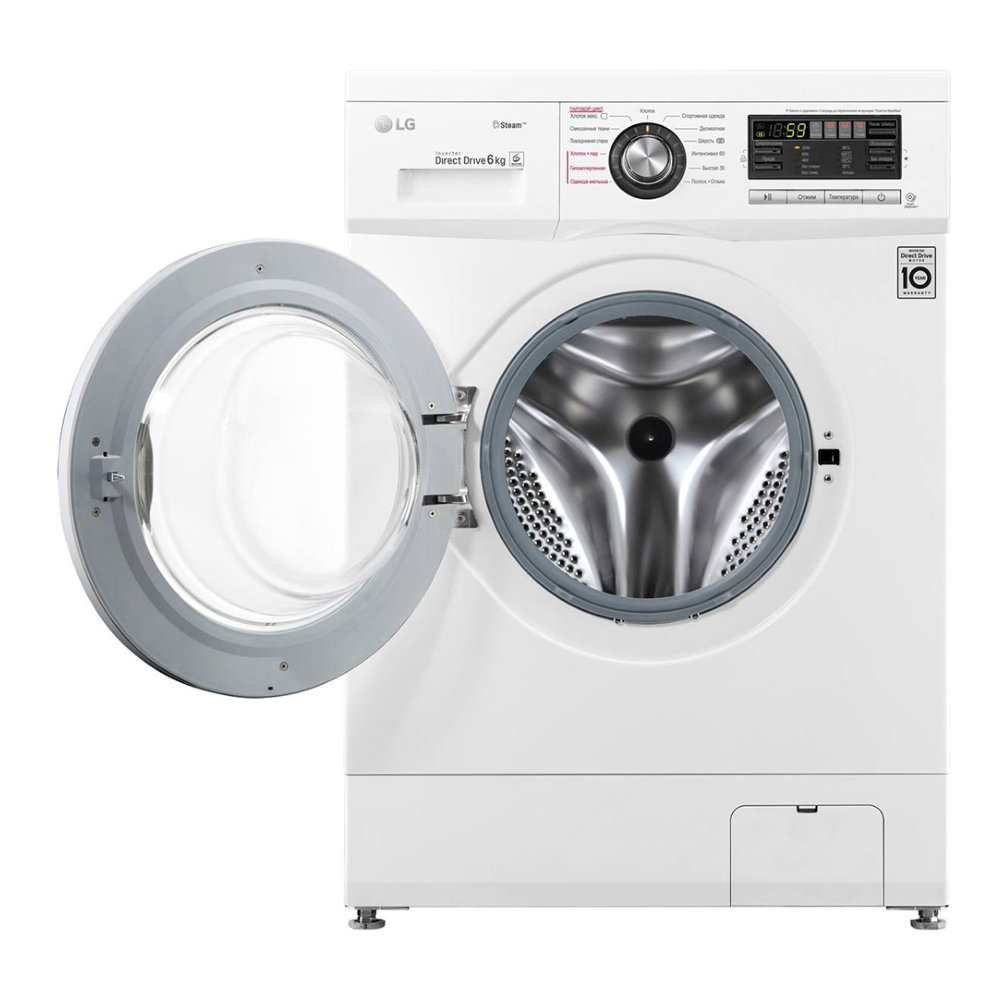 Узкая стиральная машина LG с функцией пара Steam F1296NDS3