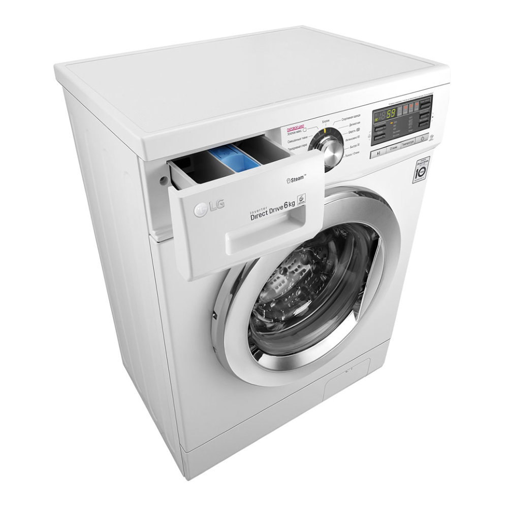 Узкая стиральная машина LG с функцией пара Steam F1296NDS3