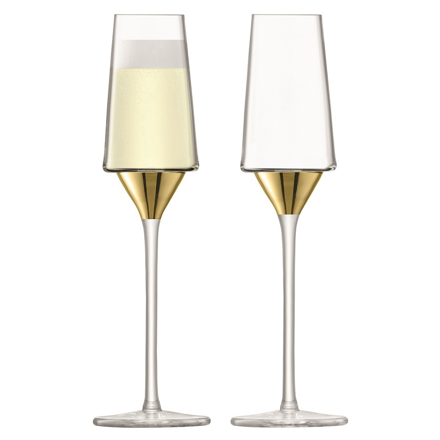 Набор из 2 бокалов-флейт для шампанского Space, 210 мл, золото