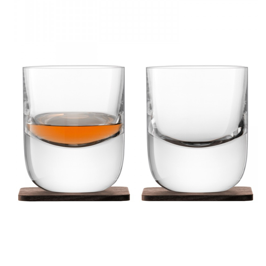 Набор из 2 стаканов Renfrew Whisky с деревянными подставками, 270 мл бокал для мартини havanna 270 мл