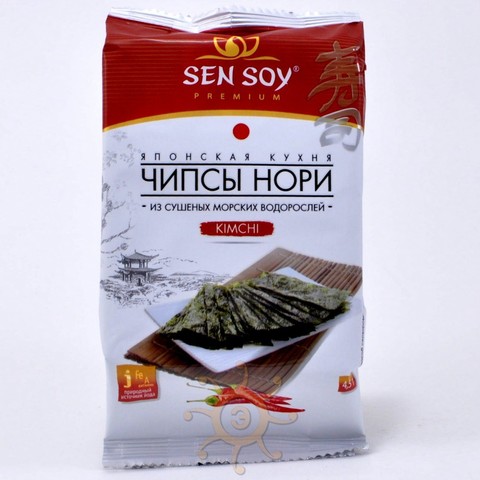 Чипсы нори из морской капусты Kimchi Sen Soy 4,5г | Купить натуральные чипсы нори Кимчи Сэн Сой в Москве с доставкой по России в интернет-магазине ЭтнополиС
