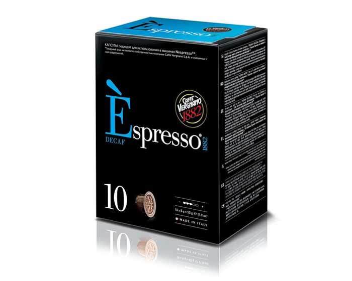 

Кофе в капсулах Caffe Vergnano 1882 Espresso Decaf, 10 капсул для кофемашин Nespresso (Верньяно)