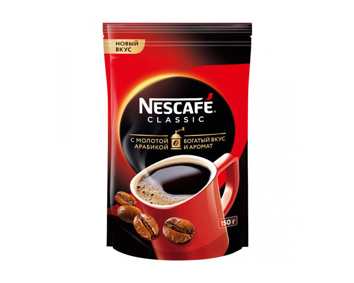 

Кофе растворимый Nescafe Classic с добавлением молотой арабики, 150 г пакет (Нескафе)