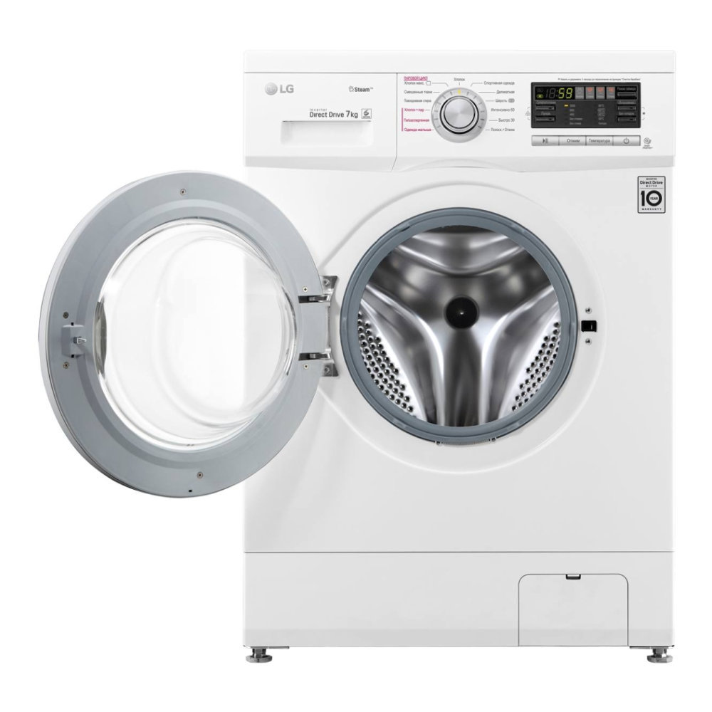 Узкая стиральная машина LG с функцией пара Steam F1296HDS1