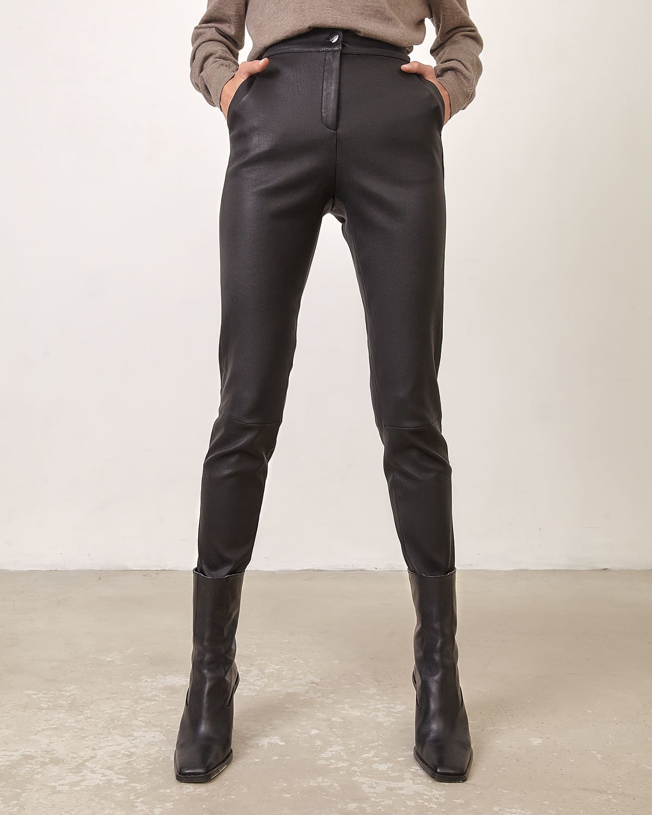 black leather jeggings