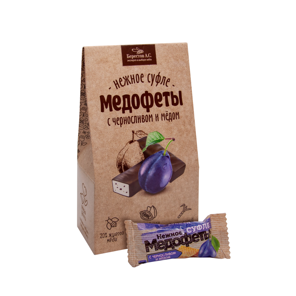 Медофеты Суфле с черносливом и медом в шоколадной глазури Galagancha 150 г