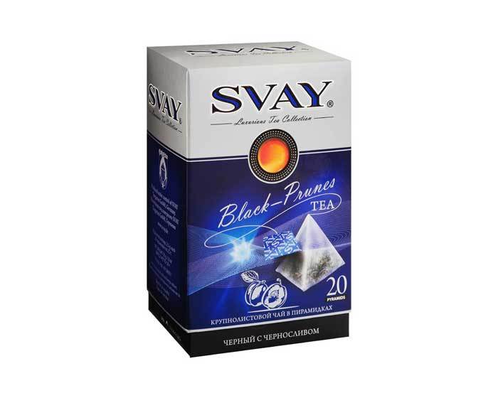 

Чай черный с кусочками чернослива в пирамидках Svay Black Prunes, 20 пак/уп (Свэй)