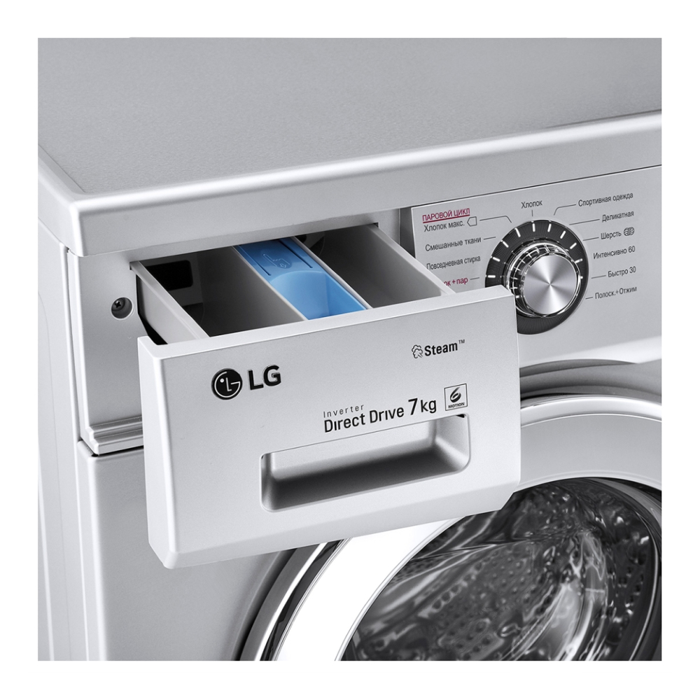 Узкая стиральная машина LG с функцией пара Steam F12M7HDS4