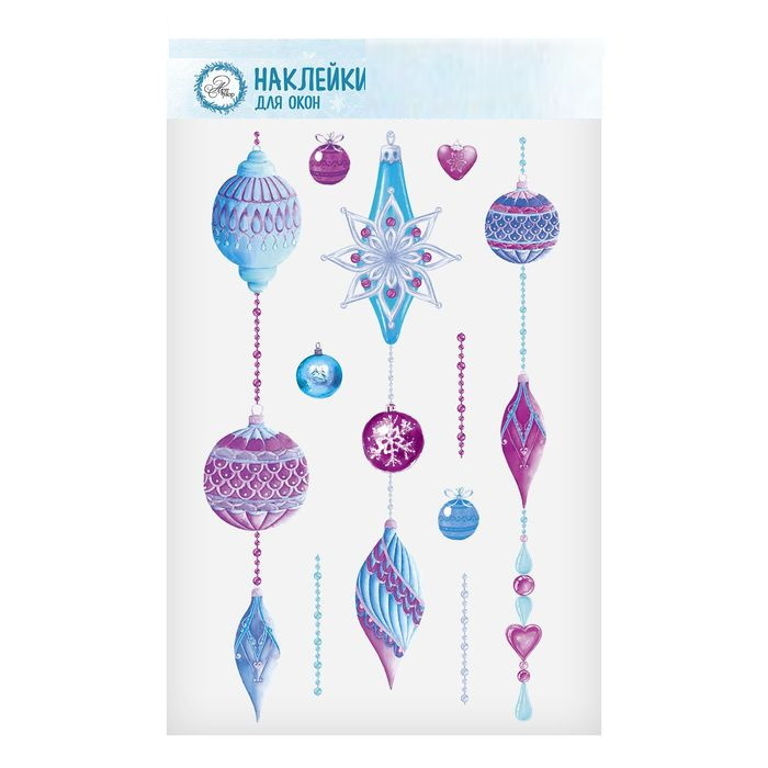

Наклейки на стекло Новогодние игрушки, 20*34 см