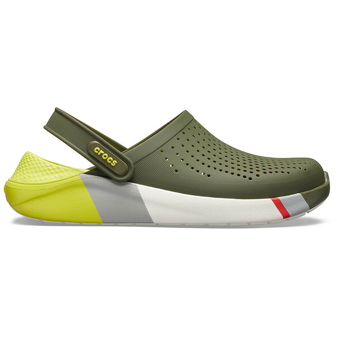 crocs literide army green white