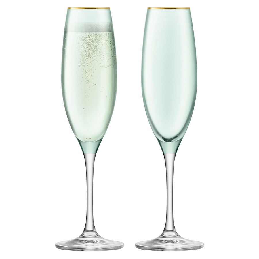 Набор из 2 бокалов флейт для шампанского Sorbet, 225 мл, зелёный брызги шампанского