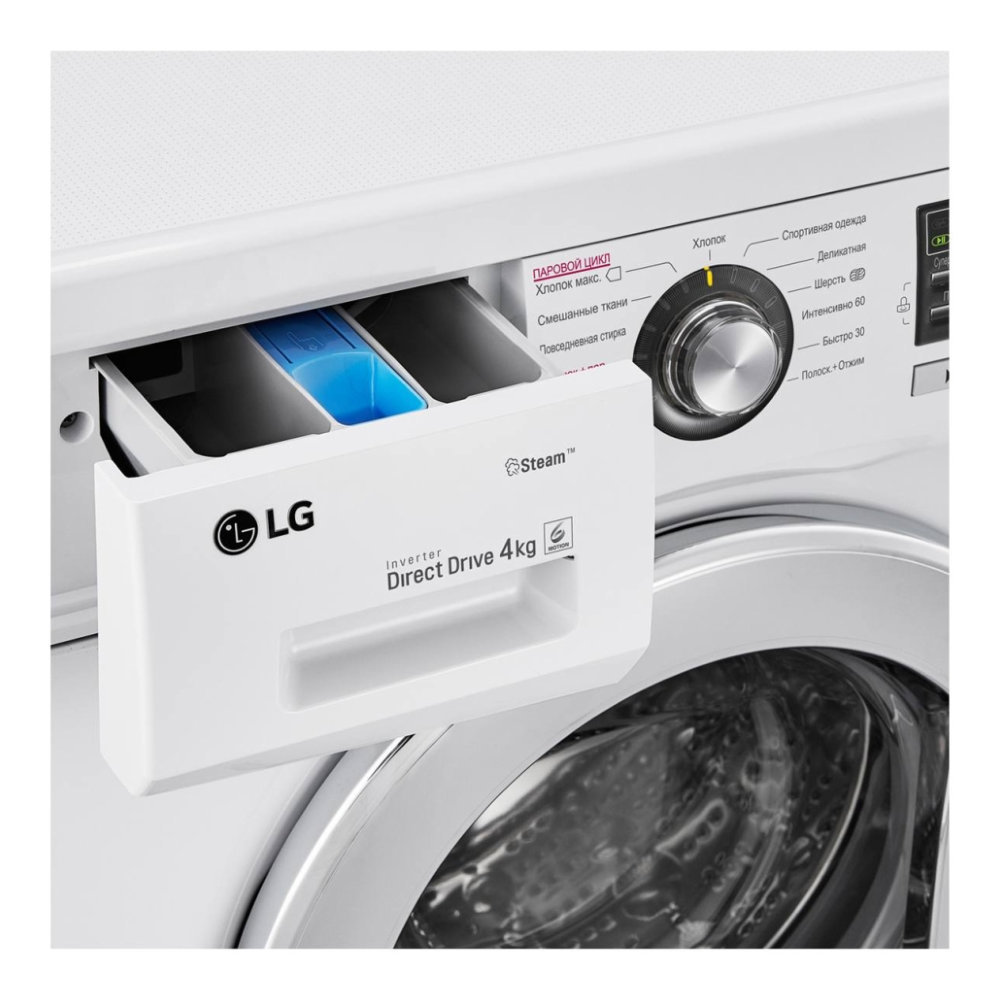 Узкая стиральная машина LG с функцией пара Steam F1096SDS3