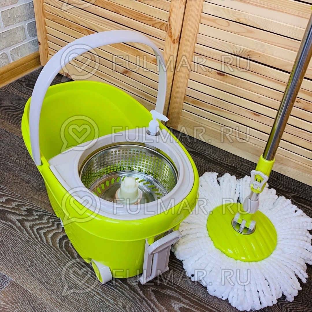 

Швабра и ведро с отжимом на 4 колесиках с ручкой Spin Mop Wheels Mini Салатовое
