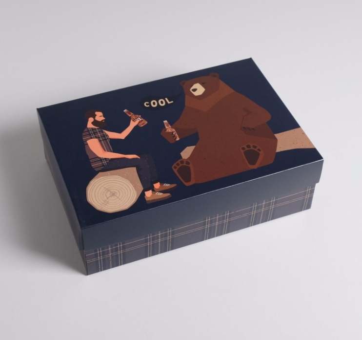 

Коробка складная Медведь и мужчина, 30*20*9 см