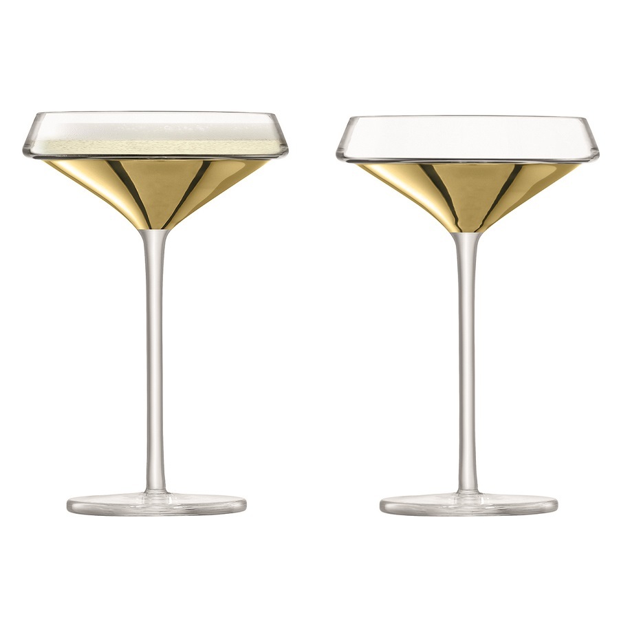 Набор из 2 бокалов-креманок для шампанского Space, 240 мл, золото брызги шампанского