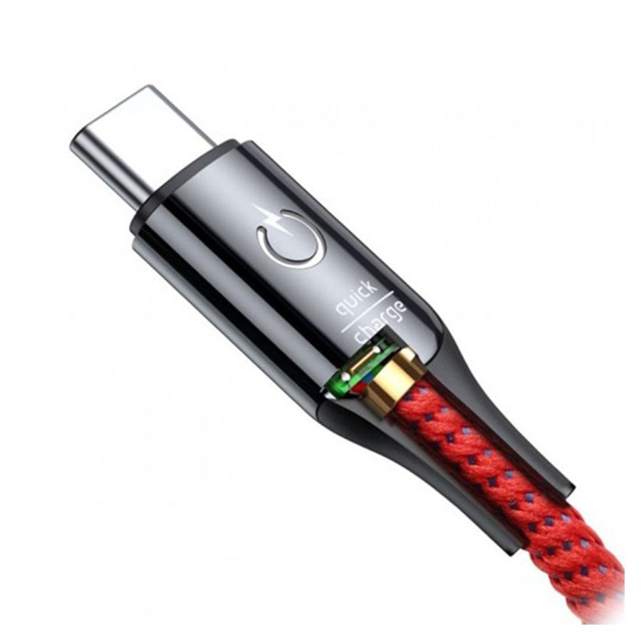 Кабель USB/Type-C 3A Baseus C-shaped (CATCD-05) с отключением заряда и LED-индикатором 100 см (Красный)