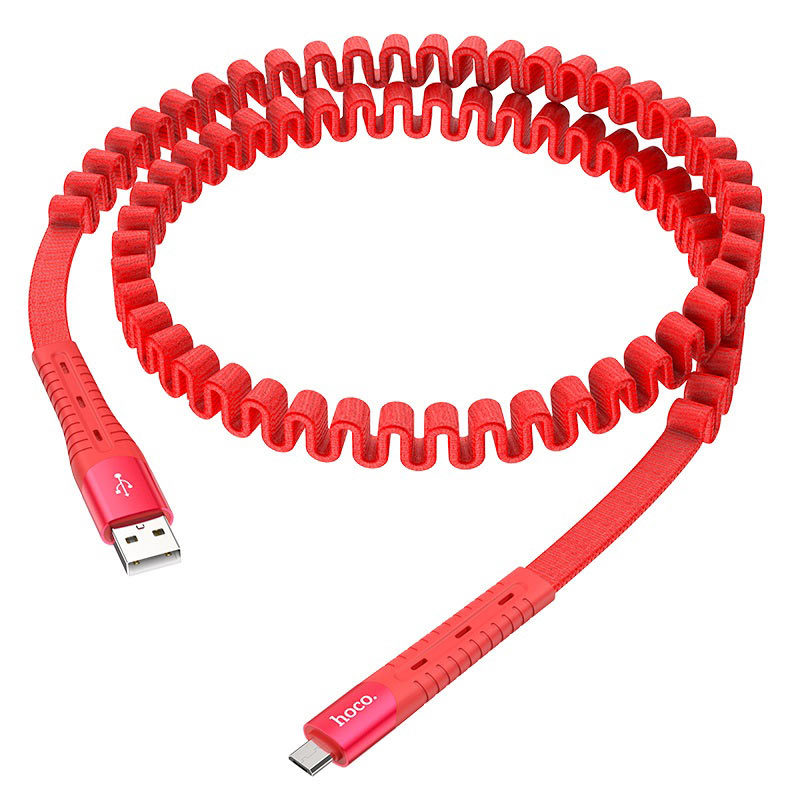 Кабель USB/Micro-USB 2.4A Hoco U78 усиленный витой 120 см (Красный)