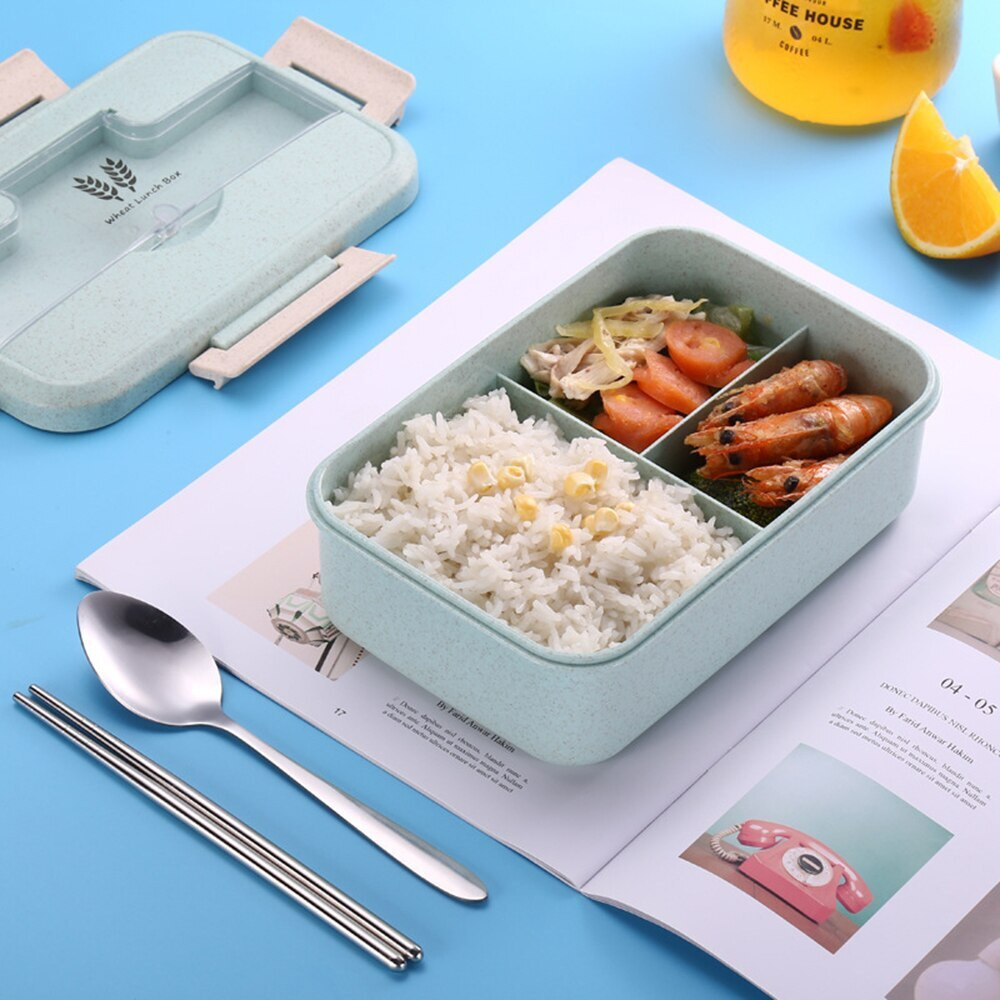 

Ланч-бокс с тремя отделениями и приборами Lunch Box Голубой