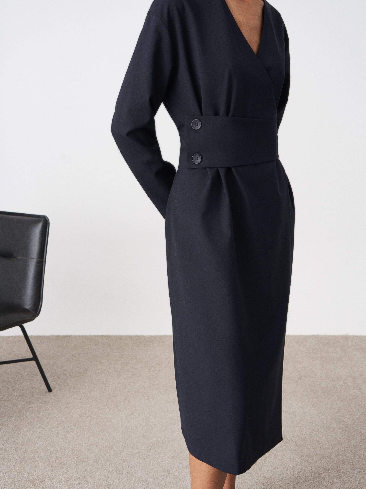 

Платье Stefani с широким поясом, Темно-синий